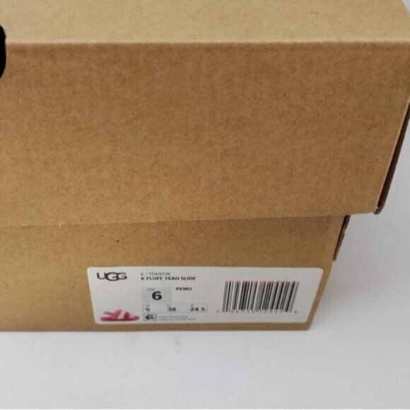 UGG K Fluff Pink Slide Slippers 6 - Picture 5 of 7